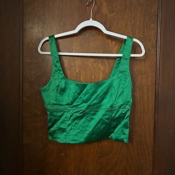 Aritzia Wilfred Shine Bustier Gloss Kelly Green Corset Tank Top Size M - Picture 2 of 5